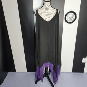 Nwt Black and Purple Asymmetrical Layered Slip Dress